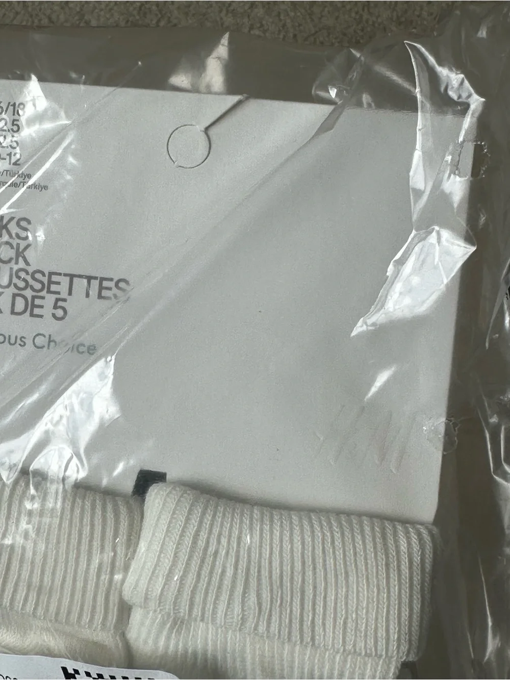 NEW H&M Baby Non-Slip Socks 5-Pack | White & Gray Organic Cotton, 12-24 months